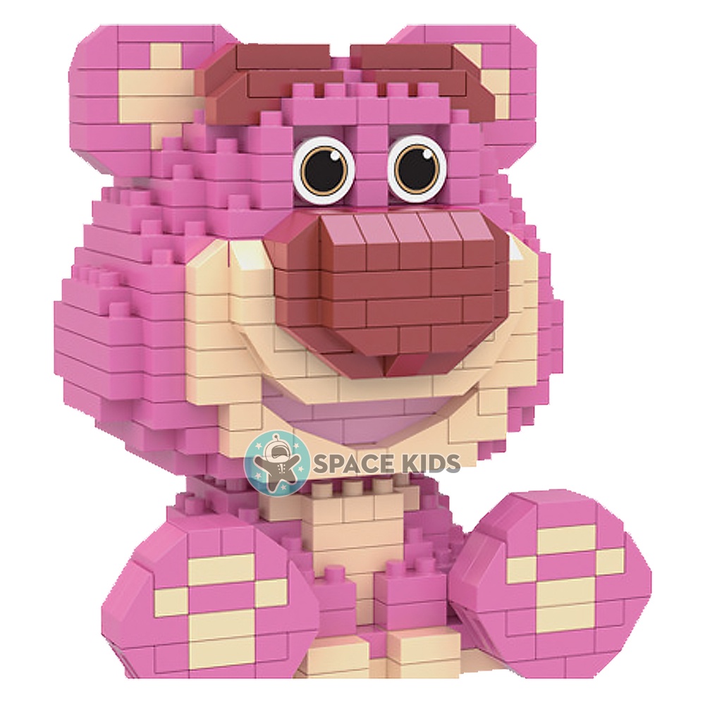 Đồ chơi Mô hình lắp ráp le.go Gấu dâu Lotso, Đồ chơi lắp ráp mô hình 3d gấu hồng Lotso