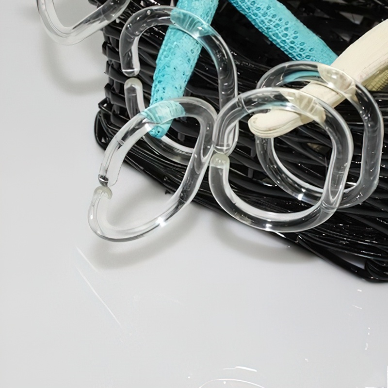 [Nhà] [Nhà] Hộp 12 Móc Treo Rèm Nhà Tắm] [Vòng Nhựa Chữ C Có Thể Xoắn