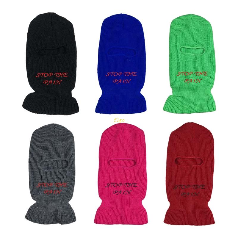 Nón Đan Len 1 Lỗ In Chữ Balaclava Dành Cho Tuổi Teen