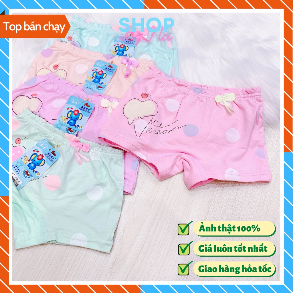 Quần chip bé gái dạng đùi chất cotton đẹp vải mịn mát size 1 tuổi đến 14 tuổi nhiều màu sắc phong cách dễ thương