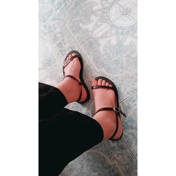 Giày Sandal Nữ Quai Hậu Da Dây Mảnh Xéo mũi Đế Bệt Siêu Xinh giaydepxinh.dangmi SD-0305