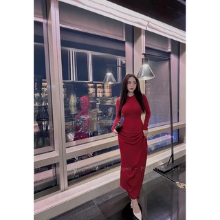 Đầm xẻ nhún eo