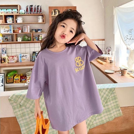 Áo Thun Cotton Tay Ngắn Dáng Rộng Thời Trang Mùa Hè Hàn Quốc 2022 Mới Cho Bé Gái