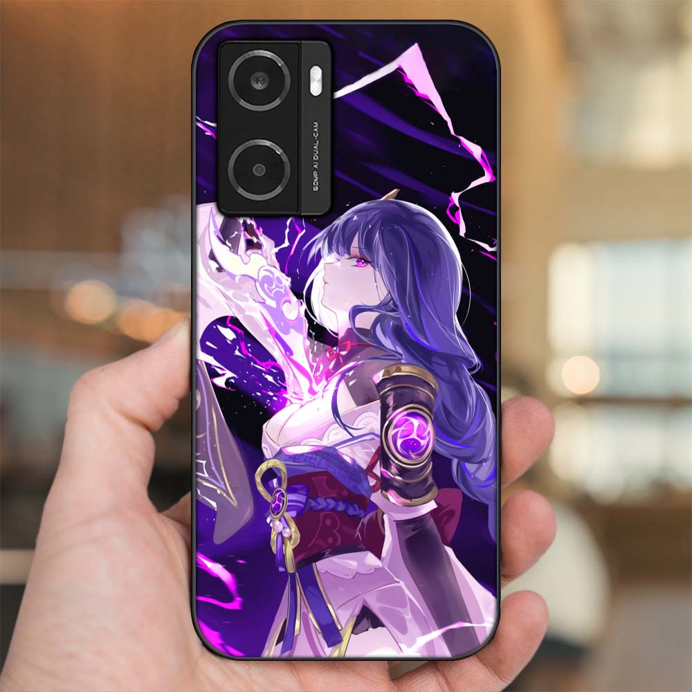 Ốp lưng Oppo A77s viền đen in hình Raiden Shogun Genshin Impact
