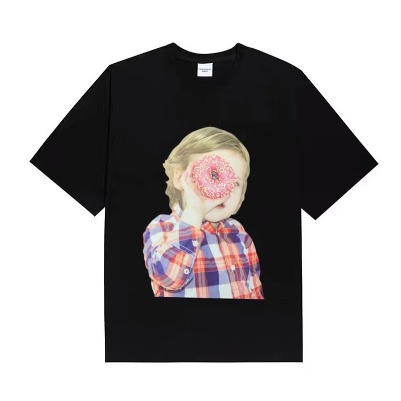 Áo Thun Cotton Tay Ngắn In Hình Bánh Donut Phong Cách Thể Thao Thời Trang Đường Phố Cho Nam Và Nữ