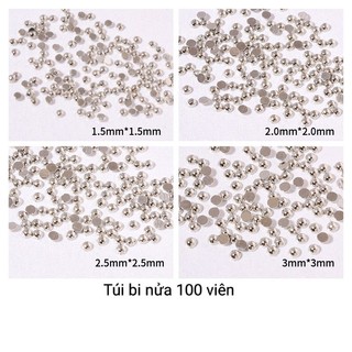 Bi nửa bạc túi 100 viên trang trí móng tay