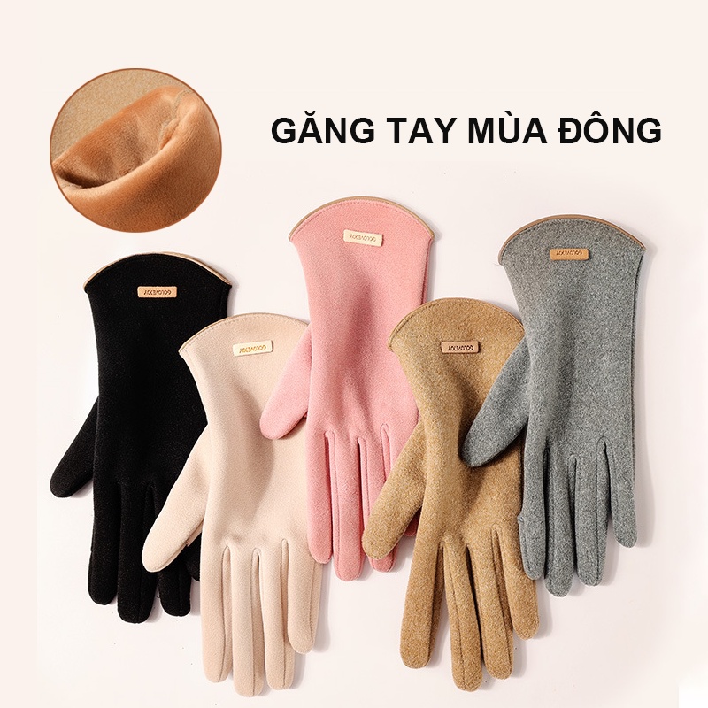 Găng Tay mùa đông giữ ấm Lái Xe Dày Dặn Có Thể Chạm Màn Hình Cảm Ứng Tiện Lợi