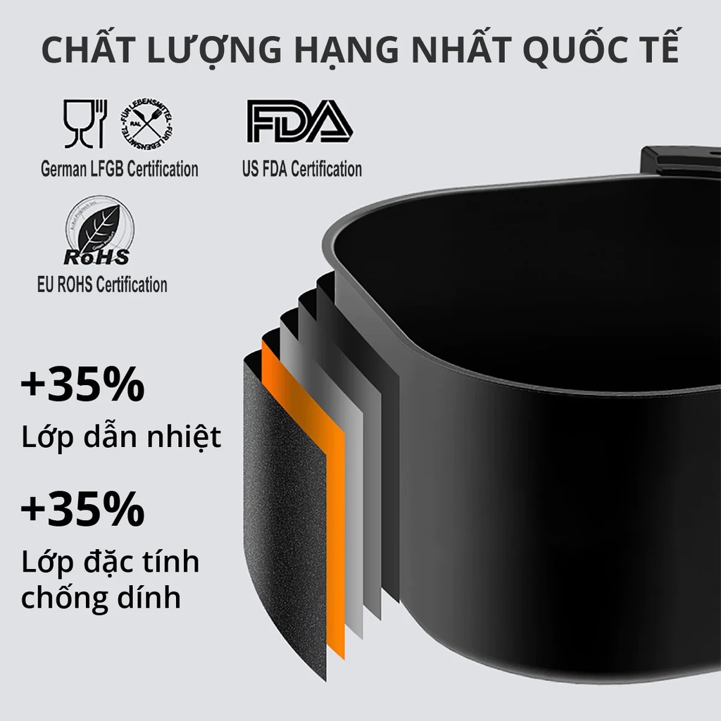 Nồi Chiên Không Dầu Mishio 7L (5L) hàng chính hãng bảo hành 24 tháng