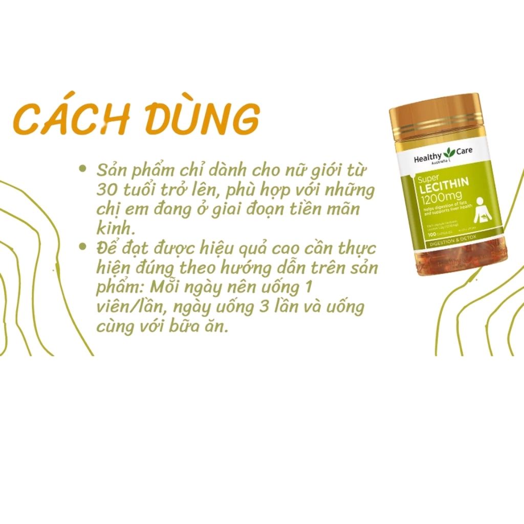 Mầm đậu nành Healthy Care Super Lecithin 100 viên cân bằng nội tiết tố, đẹp da, đào thải độc tố gan