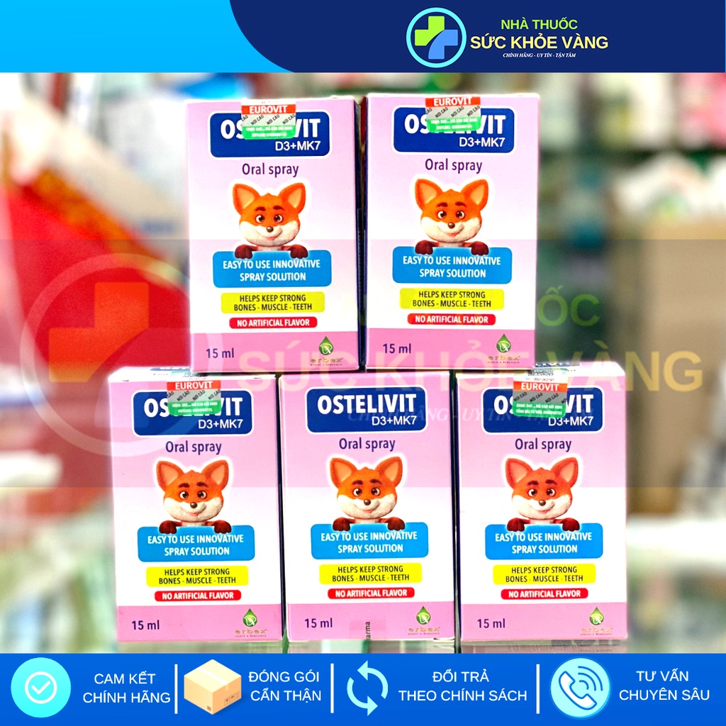 OSTELIVIT D3+MK7 - Hỗ Trợ Tăng Chiều Cao, Kích Thích Mọc Răng, Giúp Răng Chắc Khỏe Cho Bé (Dạng Xịt)
