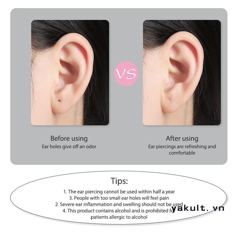 🎀 yakult 🎀Set dụng cụ làm sạch lỗ tai tiện dụng-chăm sóc khử trùng lỗ xỏ khuyên tai-chống tắc, dung dịch vệ sinh, rửa lỗ tai