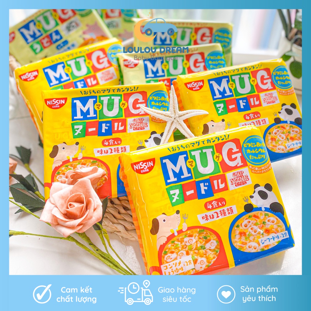 Mì Mug Nhật Bản ăn liền vàng xanh cho bé từ 1 tuổi - đủ vị hải sản/thịt heo [BAY AIR]