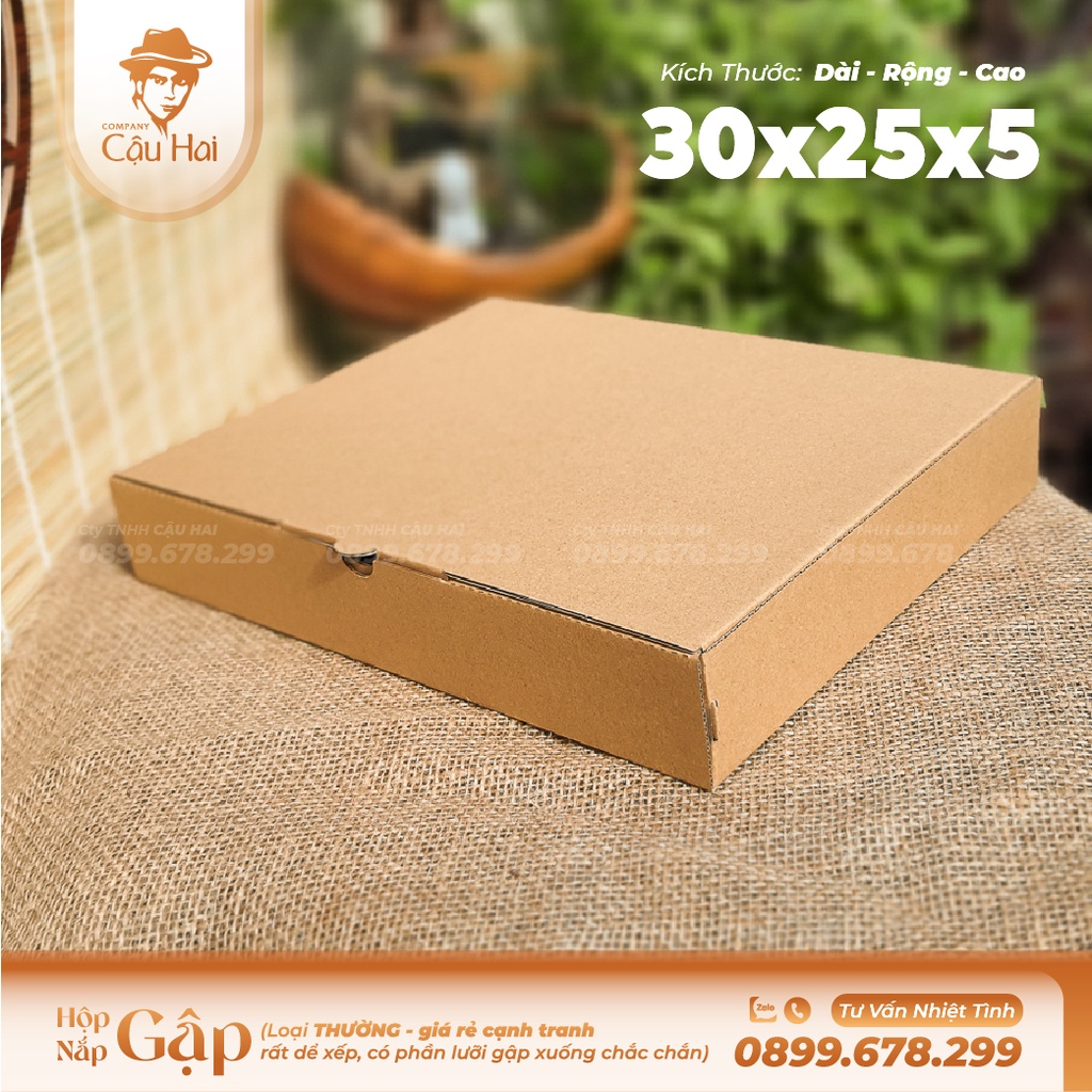 Set 50 hộp carton nắp GẬP 30x25x5