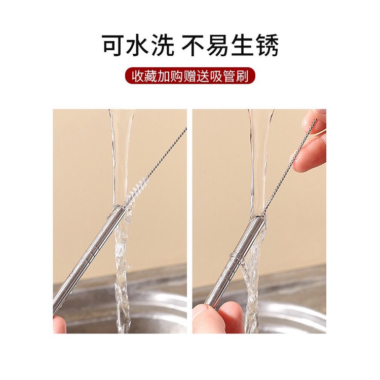 Ống Hút Đa Năng Kiêm Thìa Inox Không Gỉ Cán Dài (Bạc)