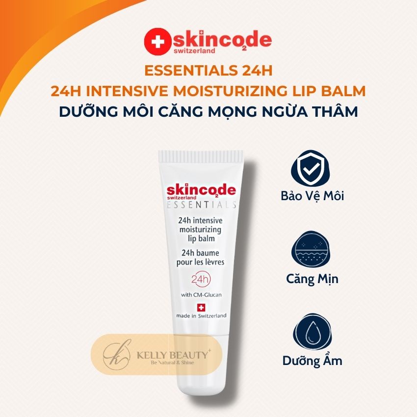 Dưỡng Môi Essential 24h Intensive Moisturizing Lip Balm SKINCODE - Cấp Ẩm, Giảm Khô Môi, Ngừa Thâm Môi | Kelly Beauty