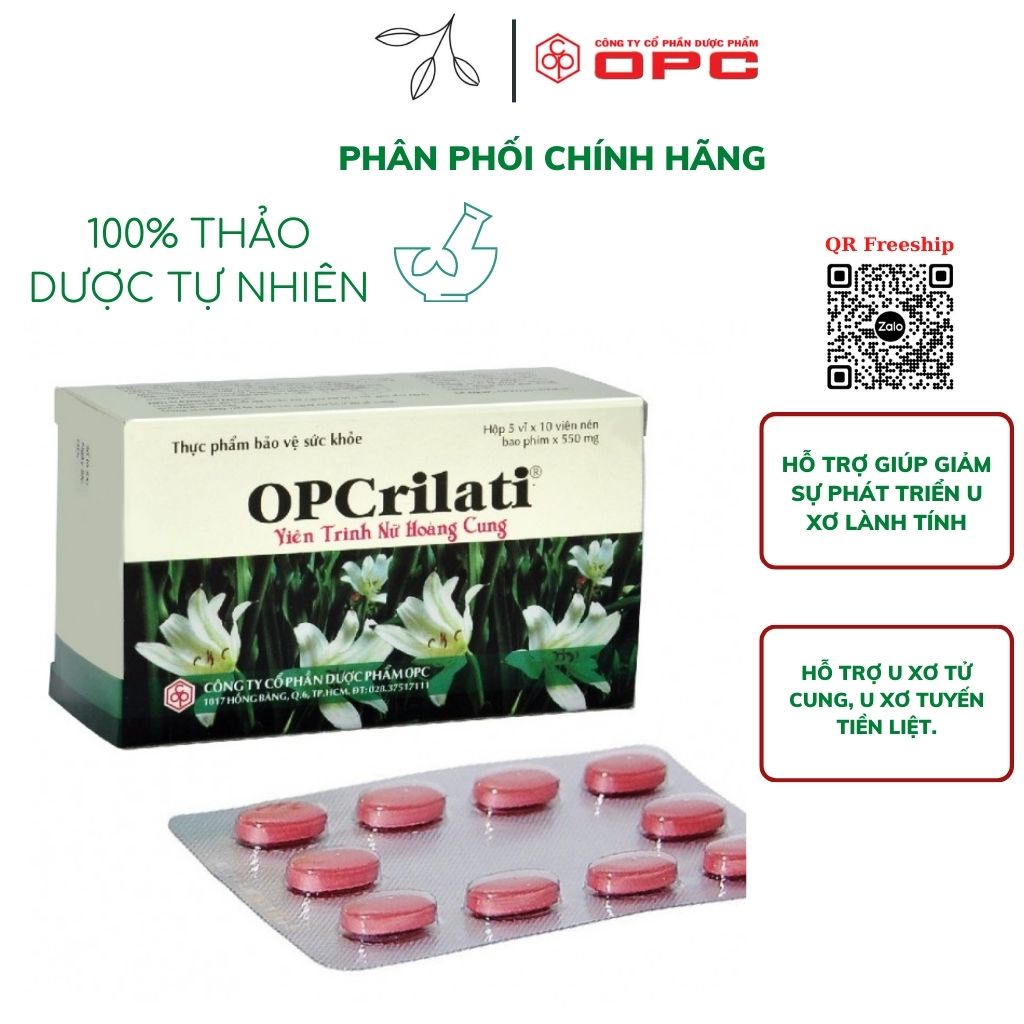 OPCRILATI - VIÊN TRINH NỮ HOÀNG CUNG- Hỗ trợ giúp giảm sự phát triển U xơ lành tính- Hộp 50 viên