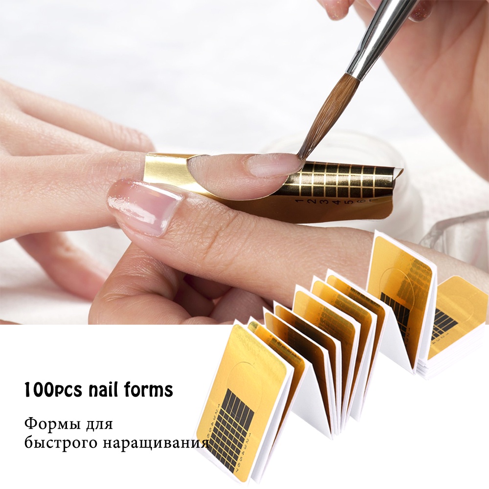 Set 100 Miếng Dán Nối Dài Móng Tay Bằng Giấy Acrylic