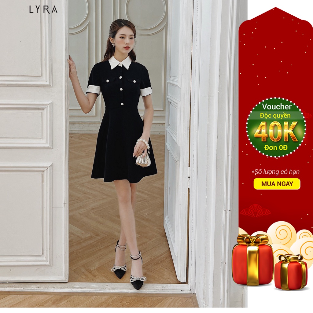 Váy tuyết mưa cổ đức măng séc trắng LYRA thiết kế kiểu cổ điển xinh xắn-LWTVD630