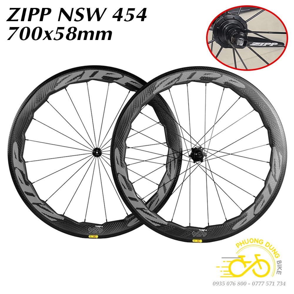 Bộ vành Carbon xe đạp road ZIPP 454 NSW 700Cx58mm
