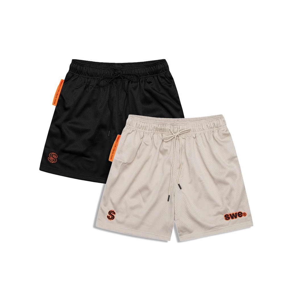 $MAKER X SWE LOGO MESH SHORT - Quần short vải lưới thoáng mát cho mùa hè, thoải mái vận động