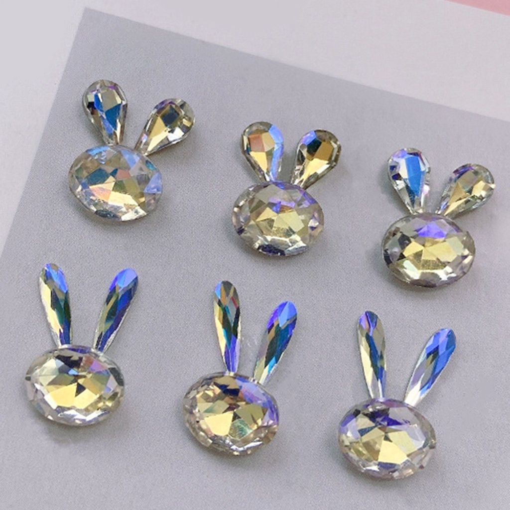 Set 6 Phụ Kiện Trang Trí Móng Nghệ Thuật Hình Thỏ Hoạt Hình 3D DIY