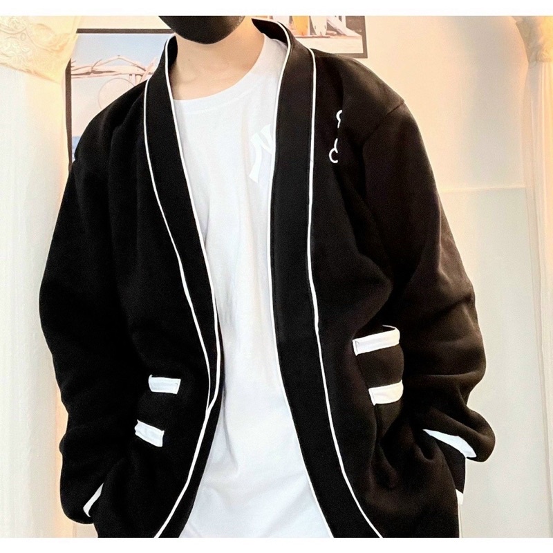 Áo choàng cardigan chất nỉ mềm mịn logo in phản quang size L dưới 65kg xl dưới 70kg