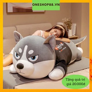 Thú gấu nhồi bông Gối ôm hình chó ngáo husky 80cm, 1m, 1m2,1m5 nhồi bông cao cấp