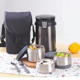 [Lock&Lock] Bộ hộp cơm giữ nhiệt LHC8034 2000ml (Màu Xám)