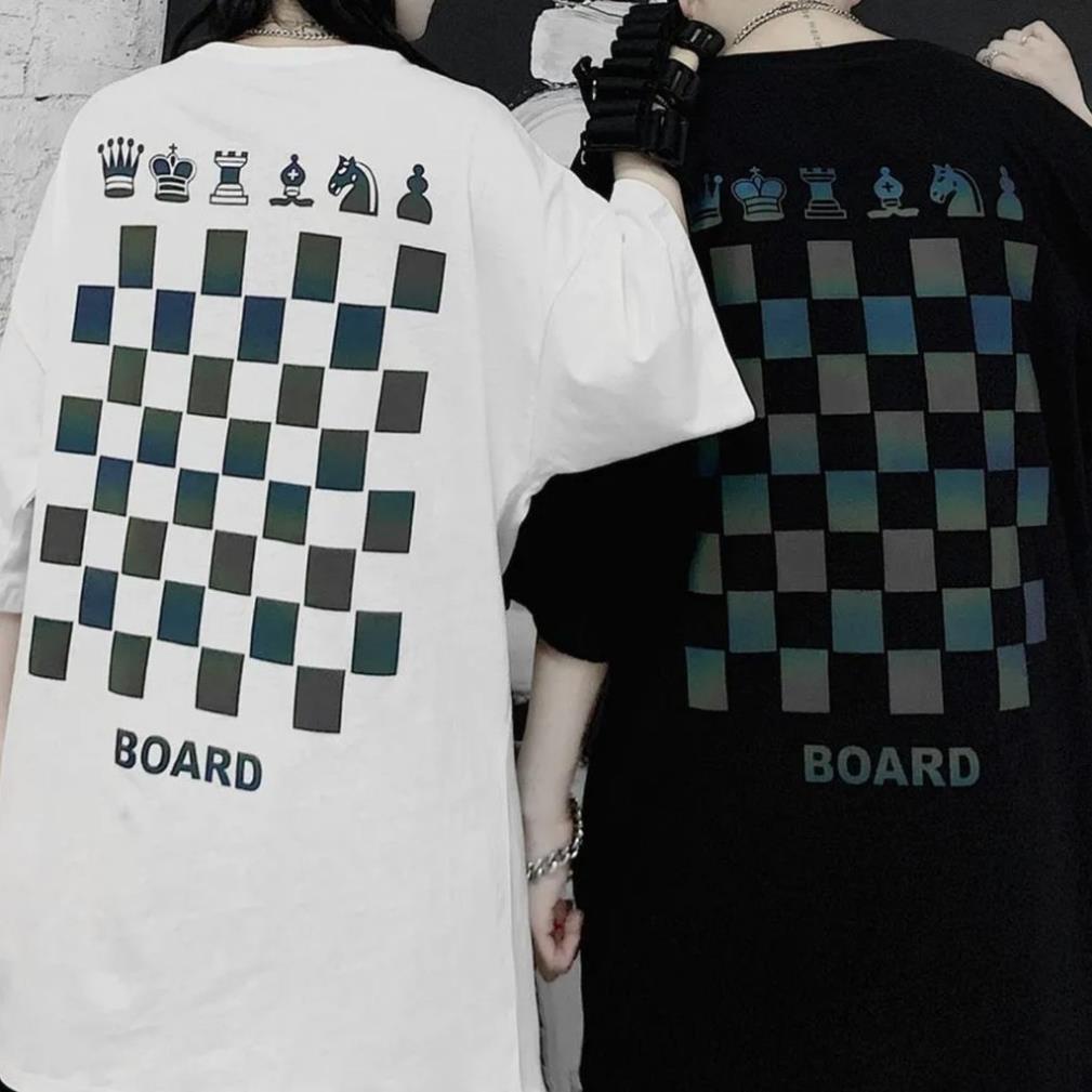 Áo thun unisex form rộng tay lửng nam nữ hàn quốc in Dạ Quang Cờ Vua CHess 7 màu LUS