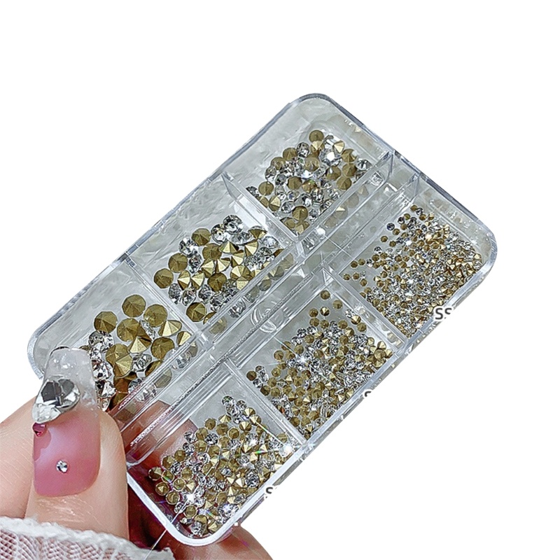 Hộp 6 Ngăn Đá Quý Trang Trí Móng Tay Thời Trang