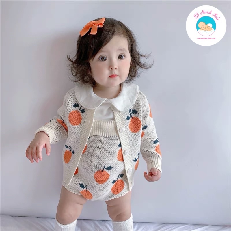 Set áo khoác+ yếm len hàng Quảng Châu siêu đẹp cho bé gái