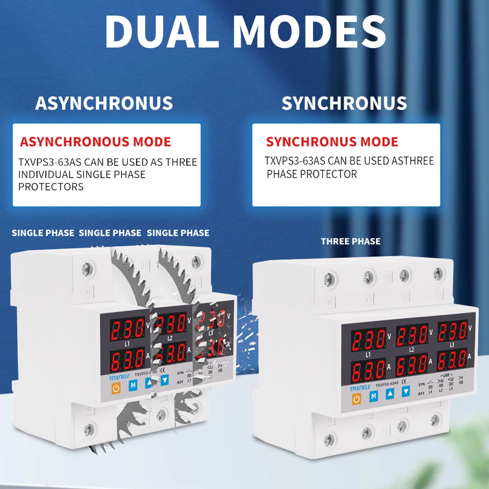 Rơ Le Bảo Vệ Vôn Kế 3 Phase 63A SYN ASYNC