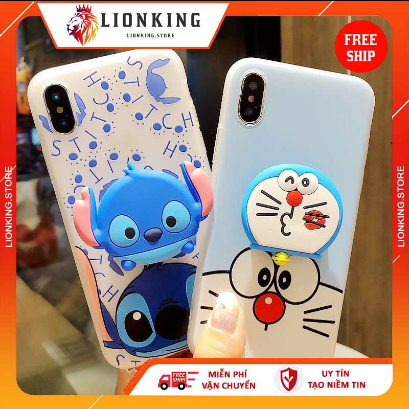 Ốp Lưng Iphone Doremon Dễ Thương - Cho Iphone  6 6s 6Plus 6sPlus 7Plus 8Plus X - (Tặng kèm giá đỡ)