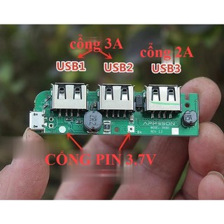 Mạch sạc dự phòng 3 cổng usb,sạc nhanh 2a,3a