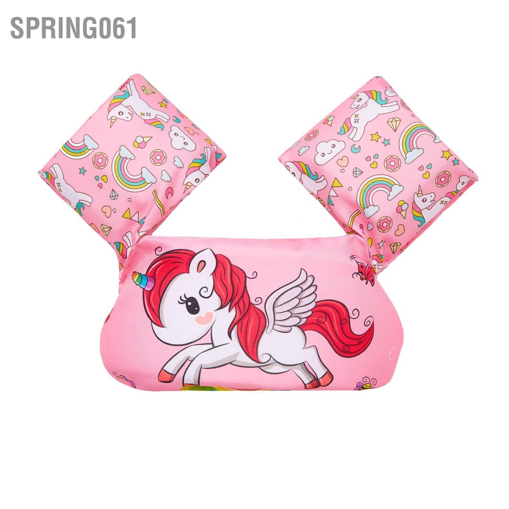 Spring061 Áo phao cho bé Phao bơi có cánh tay với Dây đeo vai Hỗ trợ từ 2 đến 6 tuổi