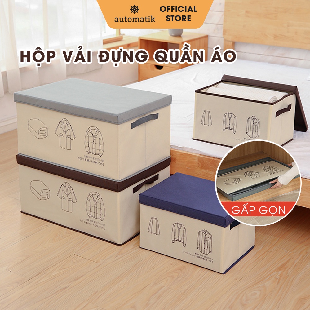 Hộp Vải Đựng Quần Áo, Đồ Lót, Chăn Màn, Đồ Chơi, Thùng Đồ Trang Điểm, Đồ Khô, Tất Vớ Có Nắp, Gấp Gọn Đa Năng - Automatik