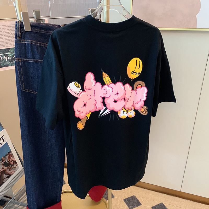 NRVP Áo thun 100% cotton tay ngắn dáng suông in họa tiết hoạt hình phong cách Hàn Quốc thời trang unisex size 6XL