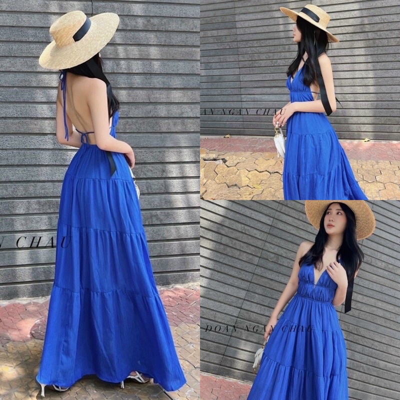 Váy Đầm Maxi Đi Biển Hở Lưng Sang Chảnh