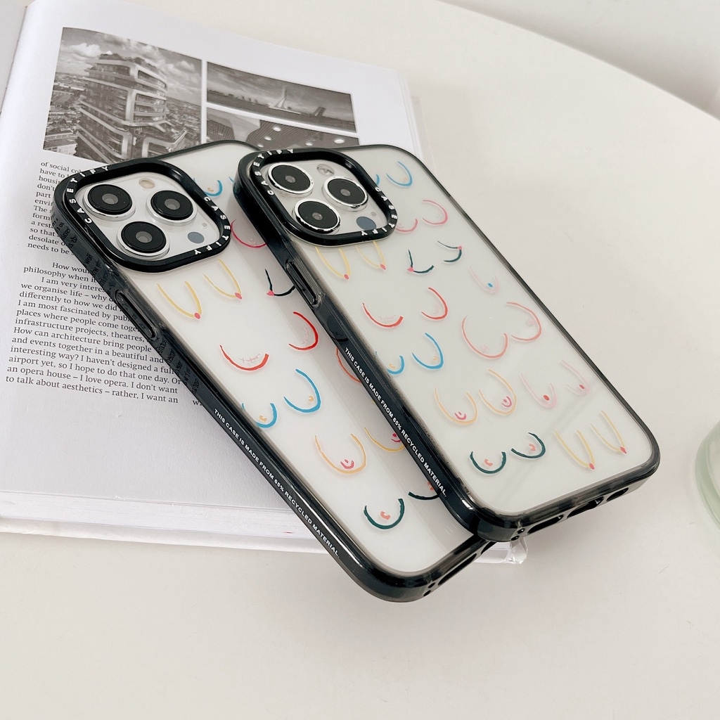 Casetify Ốp Điện Thoại Cứng Bán Trong Suốt Họa Tiết Phác Thảo Nhiều Màu Cho iPhone 15 14 13 12 11 Pro Max Plus