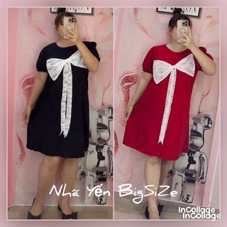 Đầm suông đính nơ ren Bigszie 60kg đến 95kg