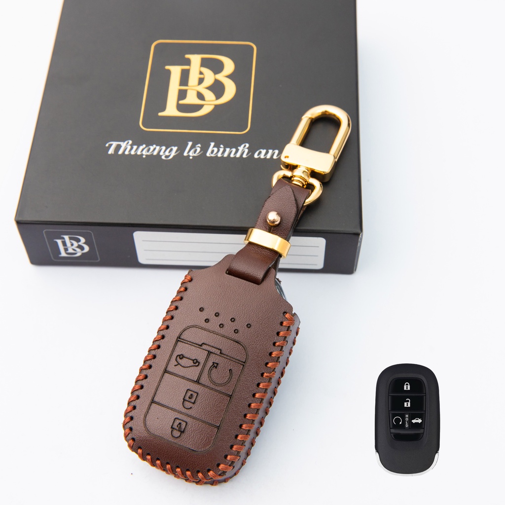 Bao da chìa khóa ô tô xe hơi BB honda civic bản g chìa quai lệch 4 nút da thật bảo vệ chìa khóa chống xước chính hãng