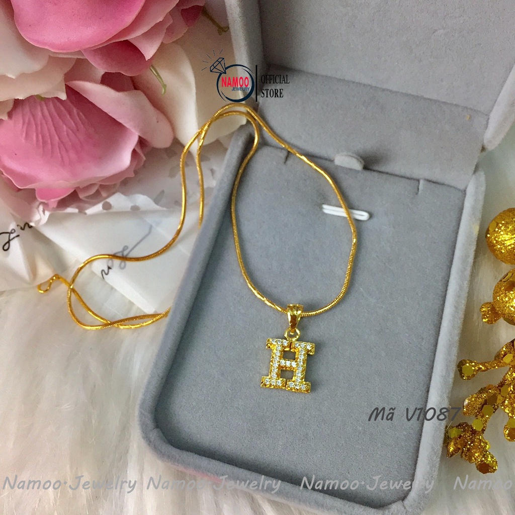 Dây Chuyền V1087 Mang Phong Cách Thời Trang Trẻ Trung Cá Tính , Mặt Đính Đá Tinh Xảo Namoo Jewelry