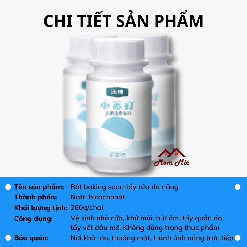 Bột Tẩy Rửa Baking Soda Tẩy Rửa Vệ Sinh Nhà Bếp, Tẩy Gỉ Sét, Tẩy Trắng Quần Áo, Làm Sạch Xoong Nồi