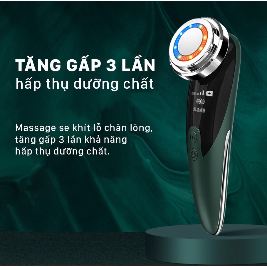 Máy Massage Mặt Cầm Tay Ion Làm Đẹp - Máy Xát Xa Mặt Mini Có Thể Massage Mắt Di Tinh Chất, Loại Bỏ Bụi Bẩn, Mồ Hôi