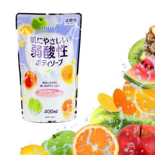 Sữa tắm Animo Weak Acid Fruity Floral hương hoa trái dịu nhẹ 400ml (túi refill) - Hachi Hachi Japan Shop