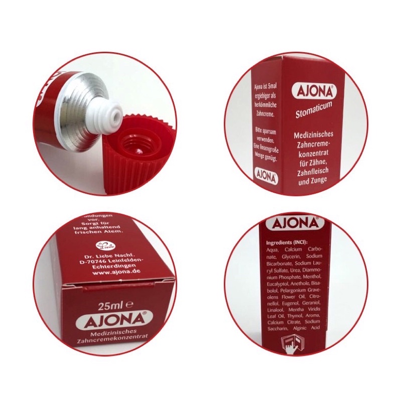 Kem đánh răng Ajona Đức 25ml bảo vệ răng khỏi mảng bám và sâu răng