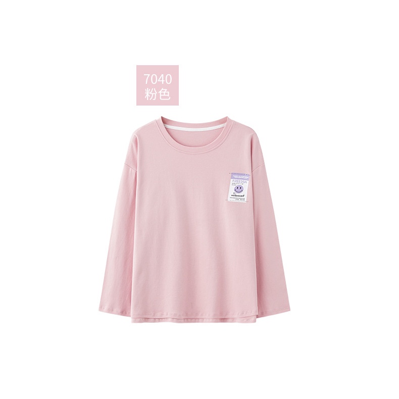 Bộ Đồ Ngủ Liền Thân Vải Cotton Mỏng Tay Dài Cổ Tròn Màu Trơn Thời Trang Xuân Thu Cho Nữ