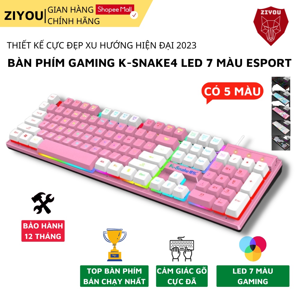 Bàn Phím Gaming Ziyou K-Snake4 Led Chơi Game Chuyên Nghiệp Dùng Cho Máy Tính, Laptop, PC