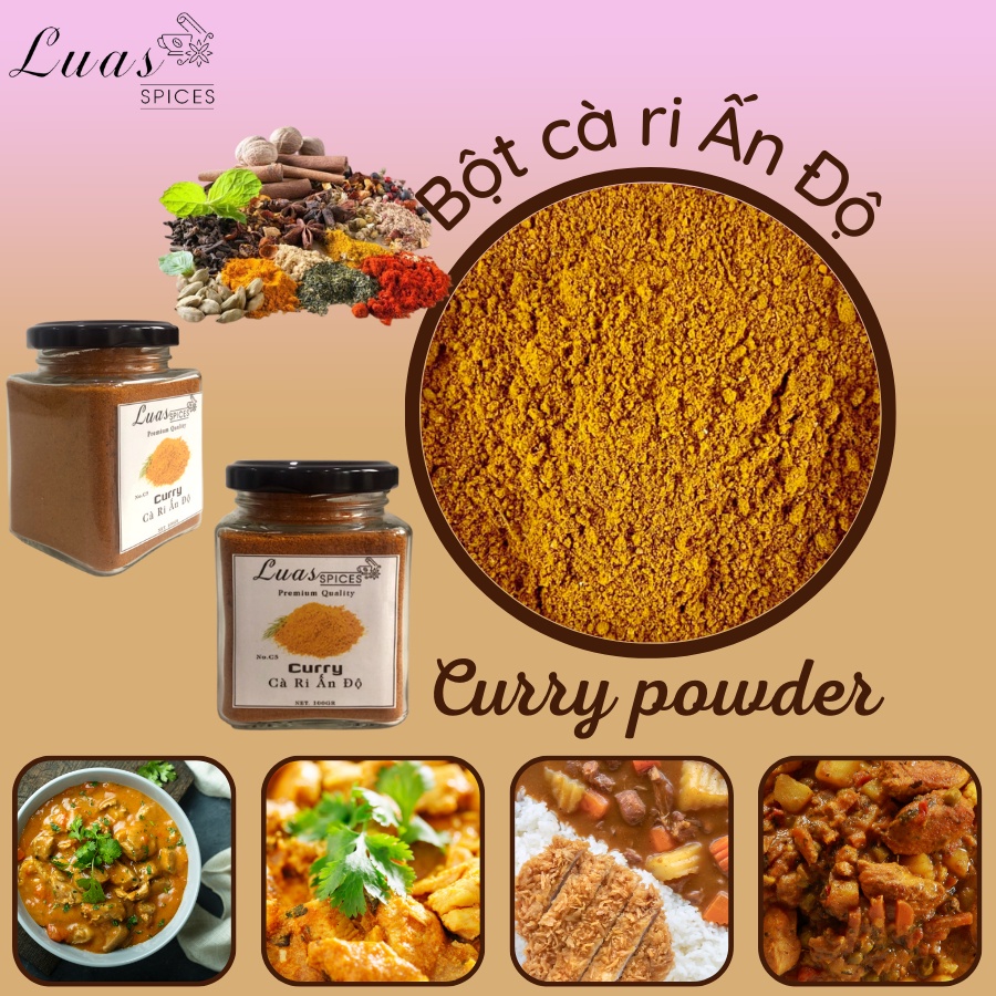 Bột cà ri gà Ấn Độ - Curry Powder - Lọ thủy tinh 200ml - Gia vị hữu cơ Á Âu