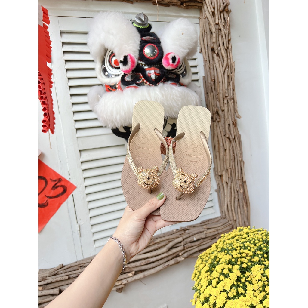 Dép nữa Havai màu loang cà phê - Mix Chram